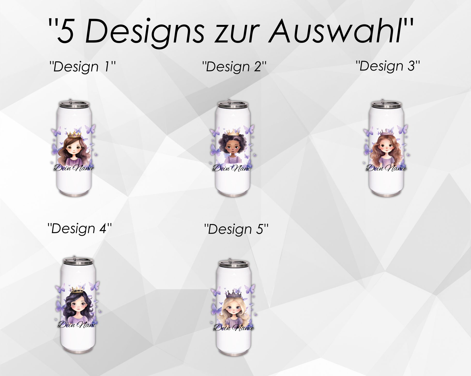 Personalisierte Trinkflasche mit Namen | Thermobecher Prinzessin Geburtstag