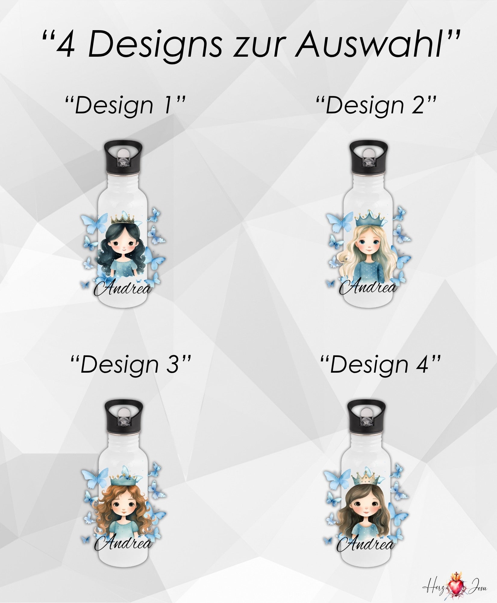 Personalisierte Trinkflasche mit Namen | Thermobecher Prinzessin Geburtstag