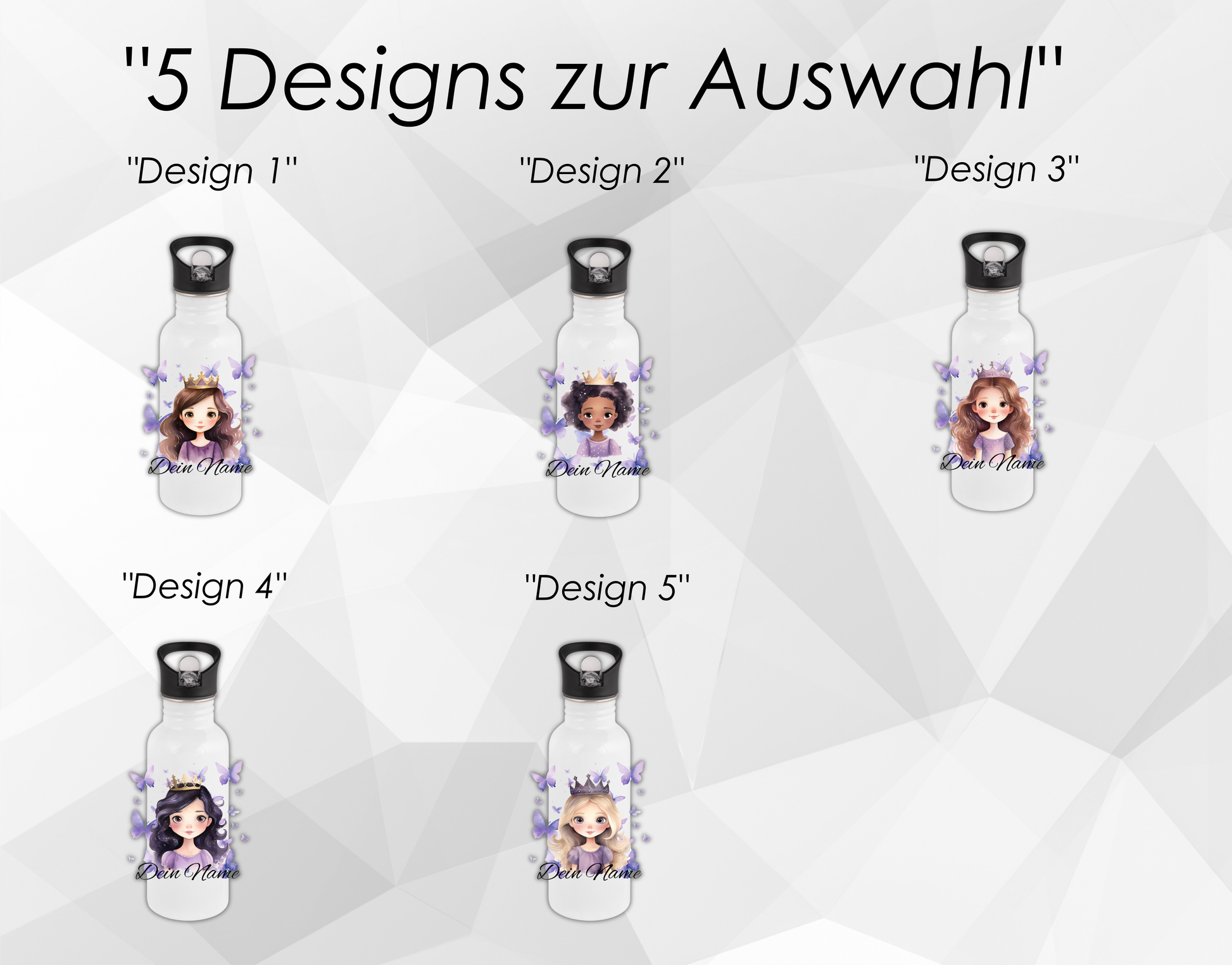 Personalisierte Trinkflasche mit Namen | Thermobecher Prinzessin Geburtstag