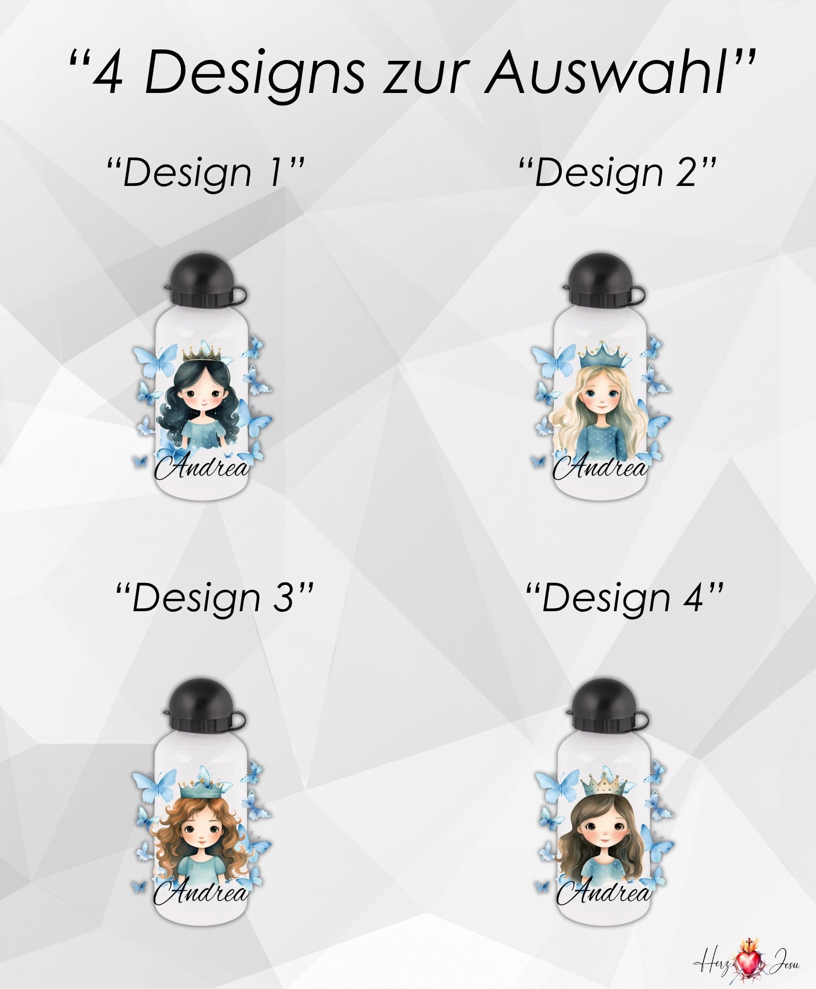 Personalisierte Trinkflasche mit Namen | Thermobecher Prinzessin Geburtstag