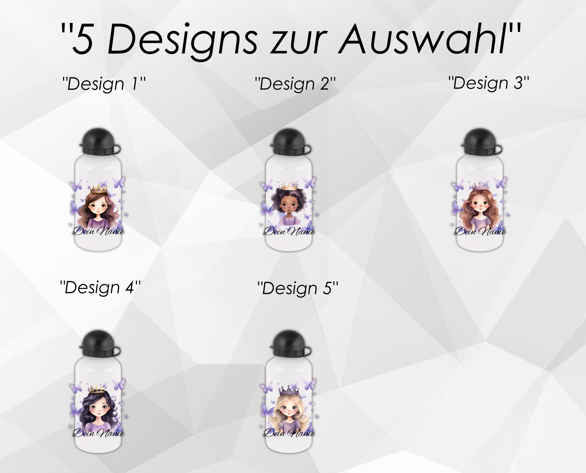 Personalisierte Trinkflasche mit Namen | Thermobecher Prinzessin Geburtstag