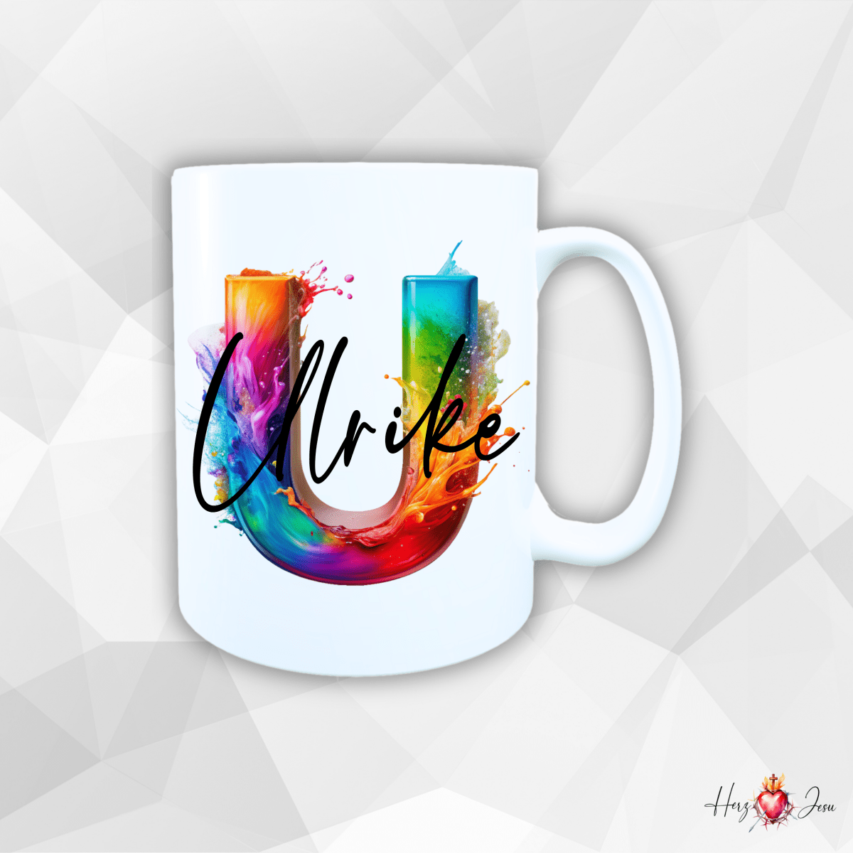 Personalisierte Keramik Tasse mit deinem Namen_0004T - Herz Jesu