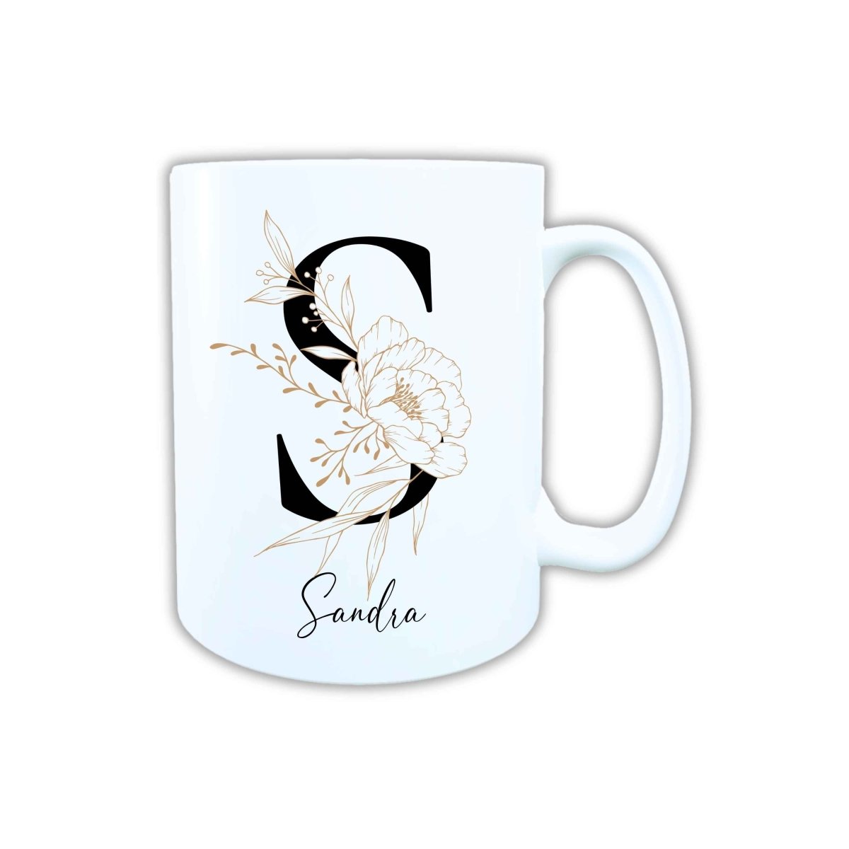 Personalisierte Keramik Tasse mit deinem Namen Blumen Motiv_0105T - Herz Jesu