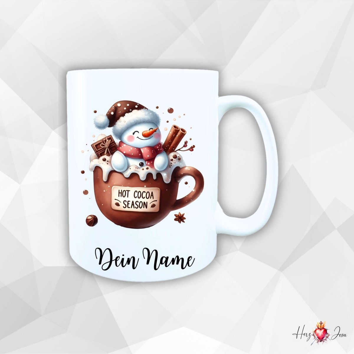 Personalisierte Keramik Weihnachtstasse mit deinem Namen_0066T - Herz Jesu