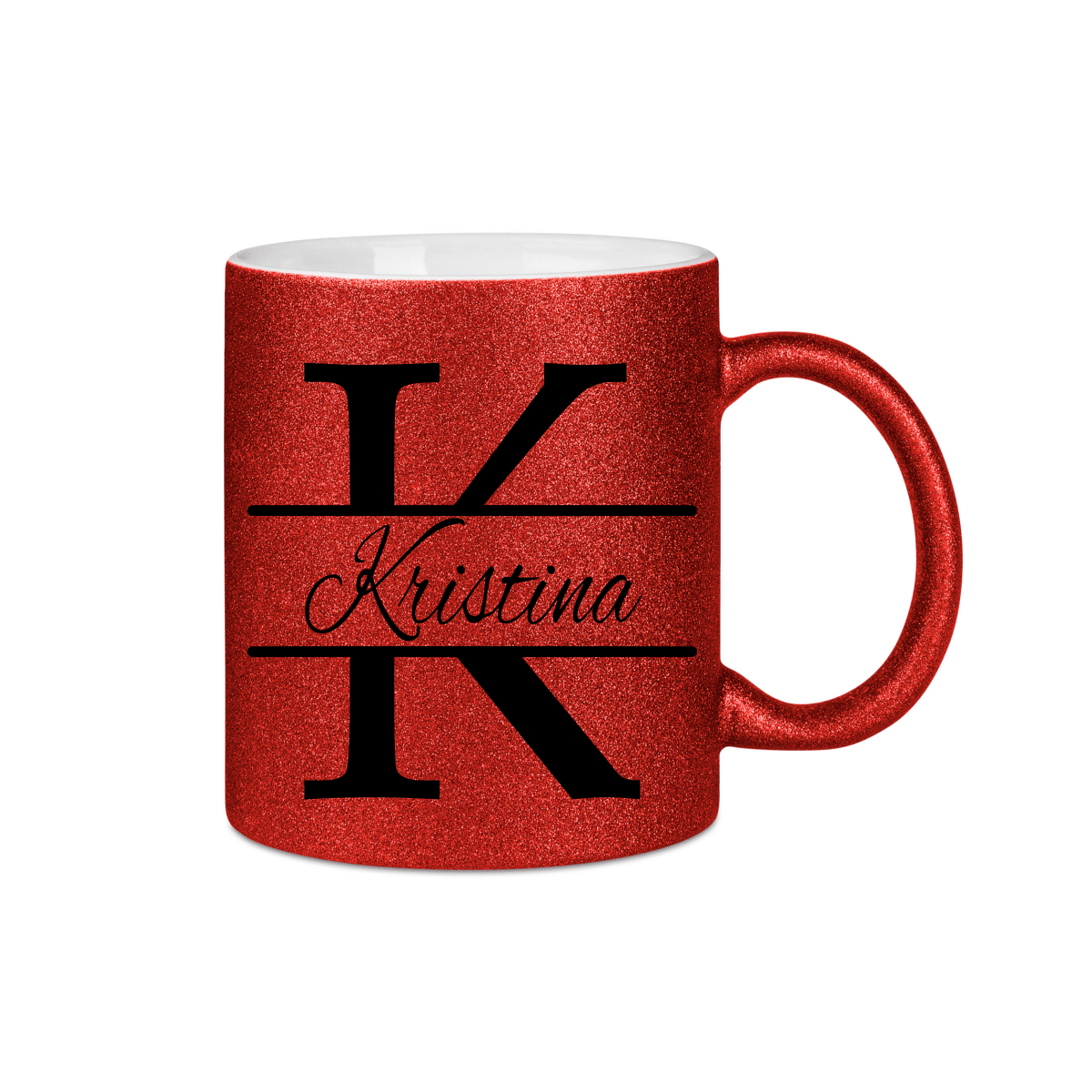 Personalisierte Keramik Weihnachtstasse mit deinem Namen Glitzertasse_0047T - Herz Jesu
