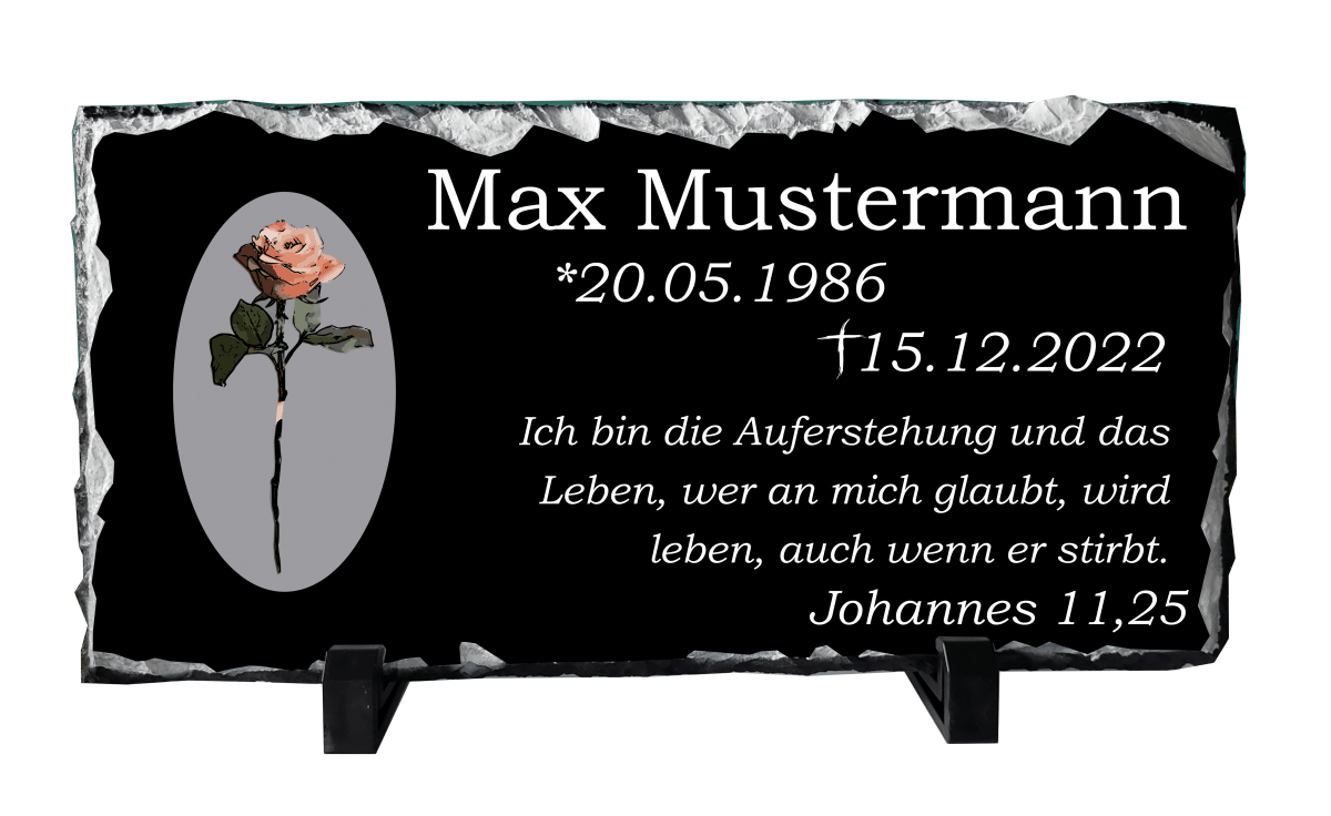 Personalisierte Schieferplatte Grabstein Grabplatte Grabschmuck Gedenkplatte_0002C - Herz Jesu