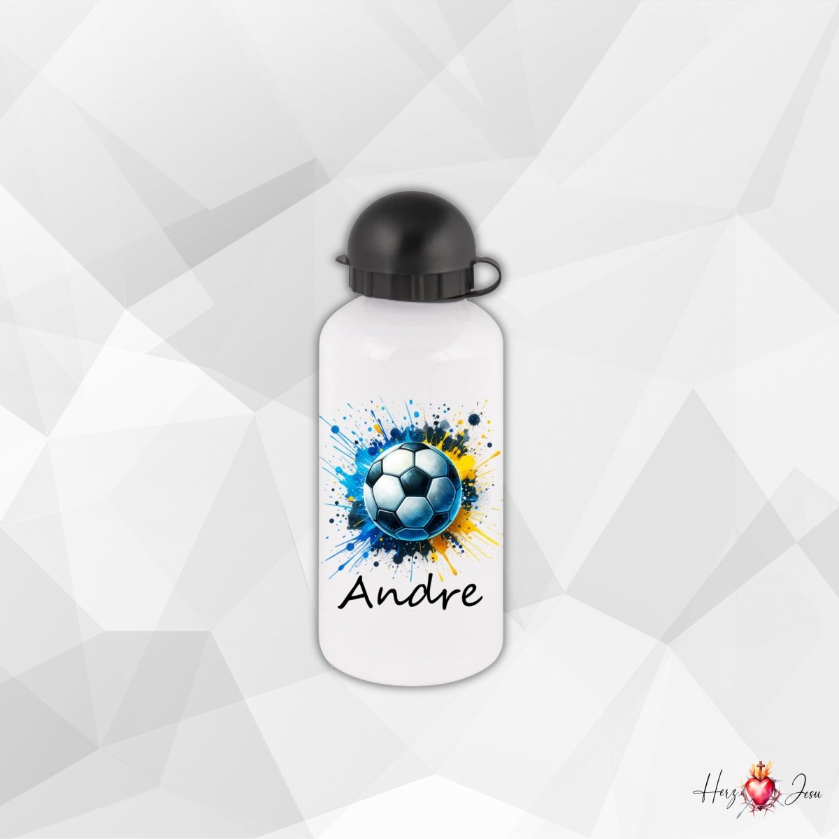 Personalisierte Trinkflasche mit Namen Thermobecher Geburtstag Fußball_0006E - Herz Jesu