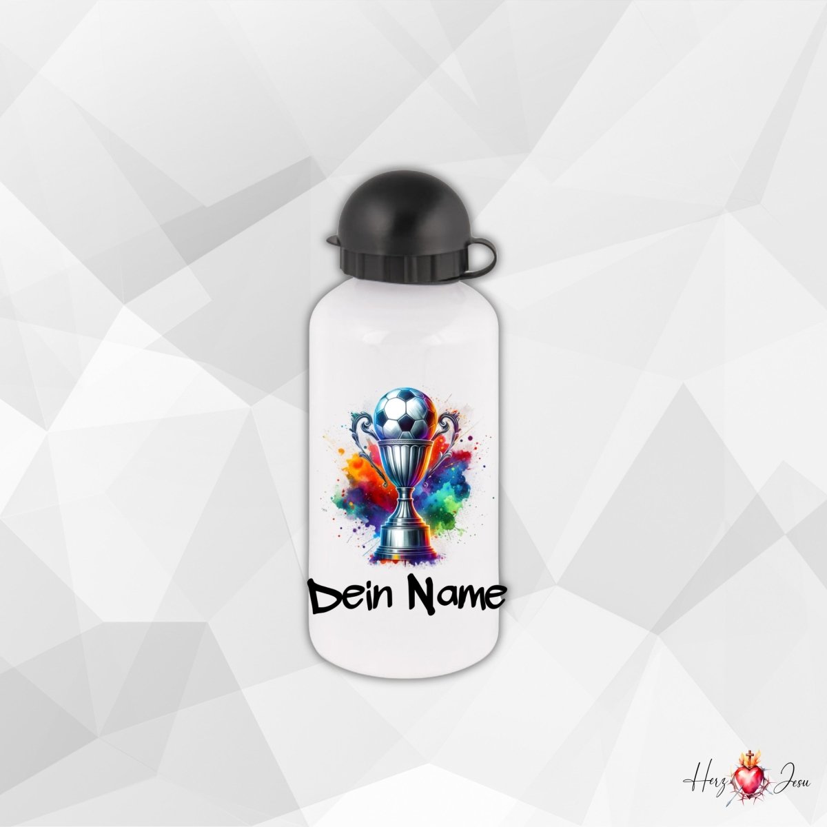 Personalisierte Trinkflasche mit Namen Thermobecher Geburtstag Fußball_0019E - Herz Jesu