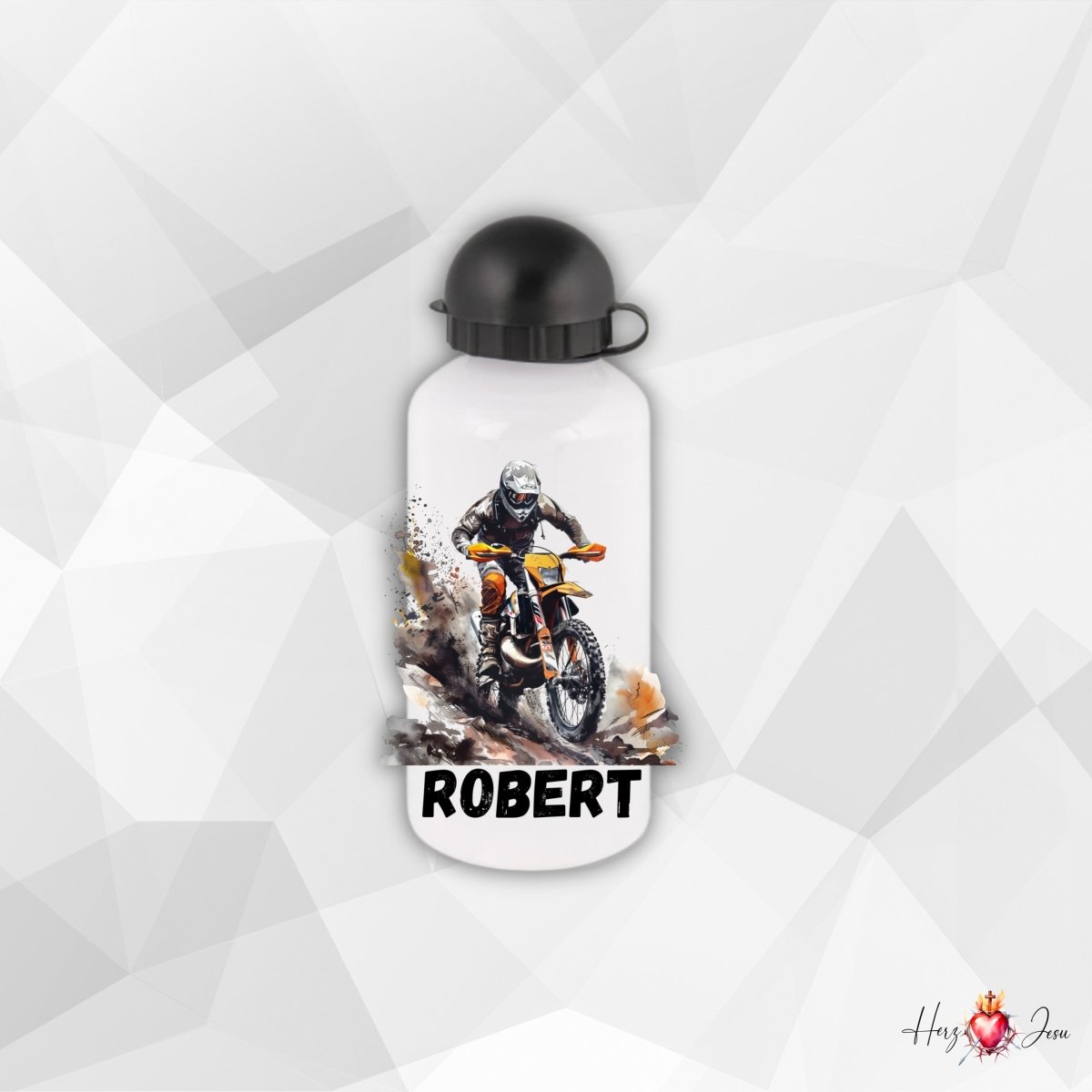 Personalisierte Trinkflasche mit Namen Thermobecher Geburtstag Motorcross_0030E - Herz Jesu