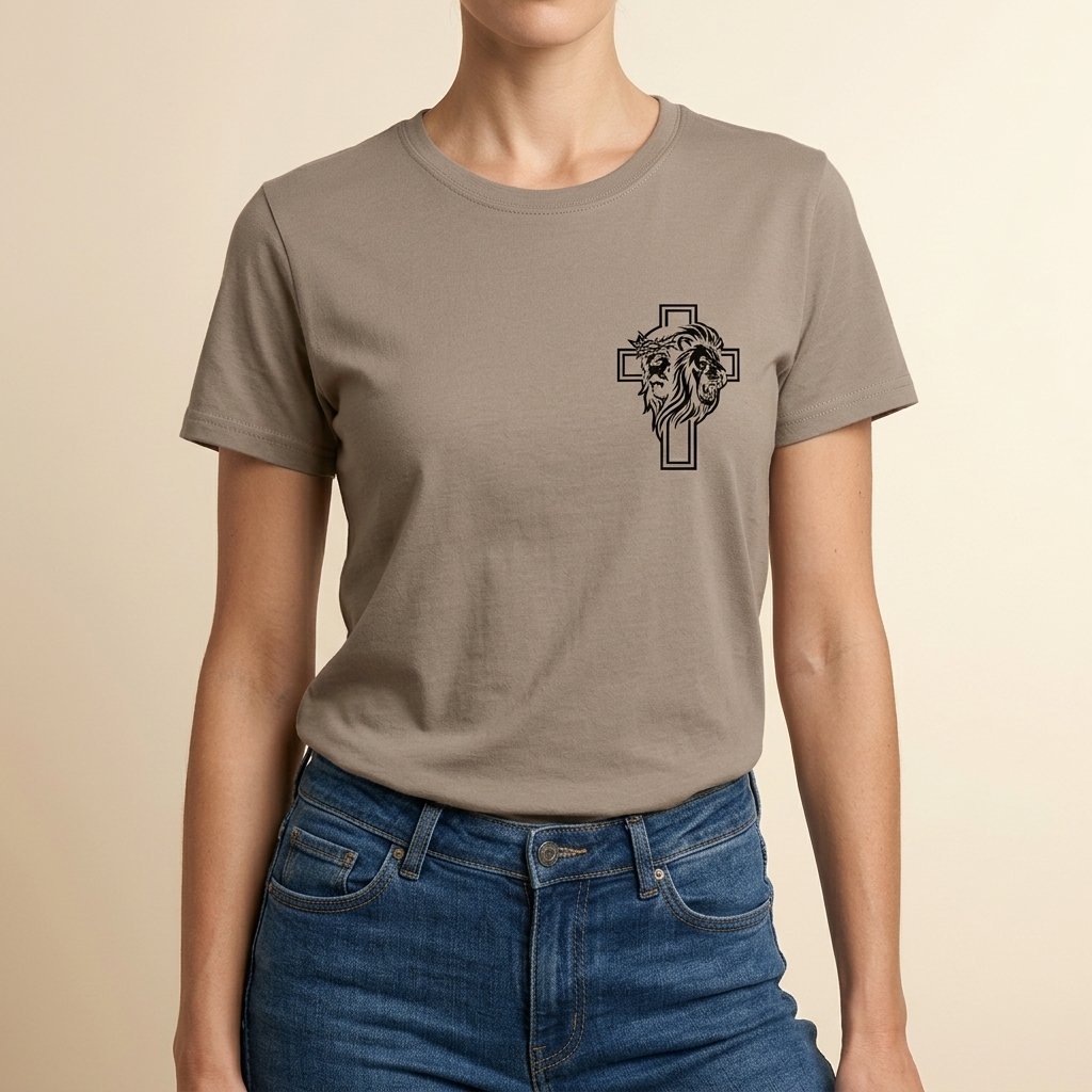 Unisex T-Shirt Jesus Kreuz Löwe Gott_0010A - Herz Jesu