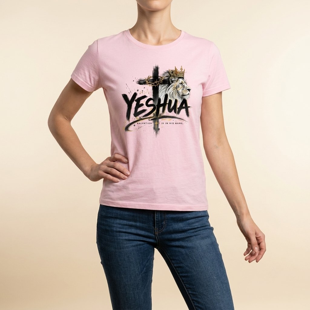 Unisex T-Shirt Jesus Kreuz Löwe Gott_0011A - Herz Jesu