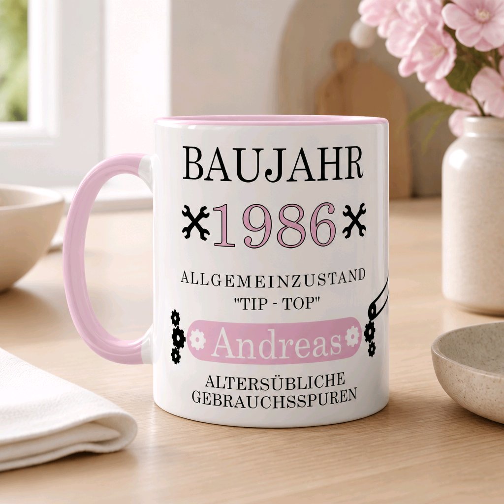 Personalisierte Keramik Tasse mit deinem Namen Baujahr_0021T