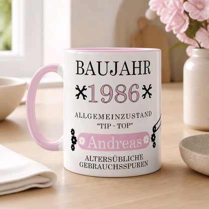 Personalisierte Keramik Tasse mit deinem Namen Baujahr_0021T