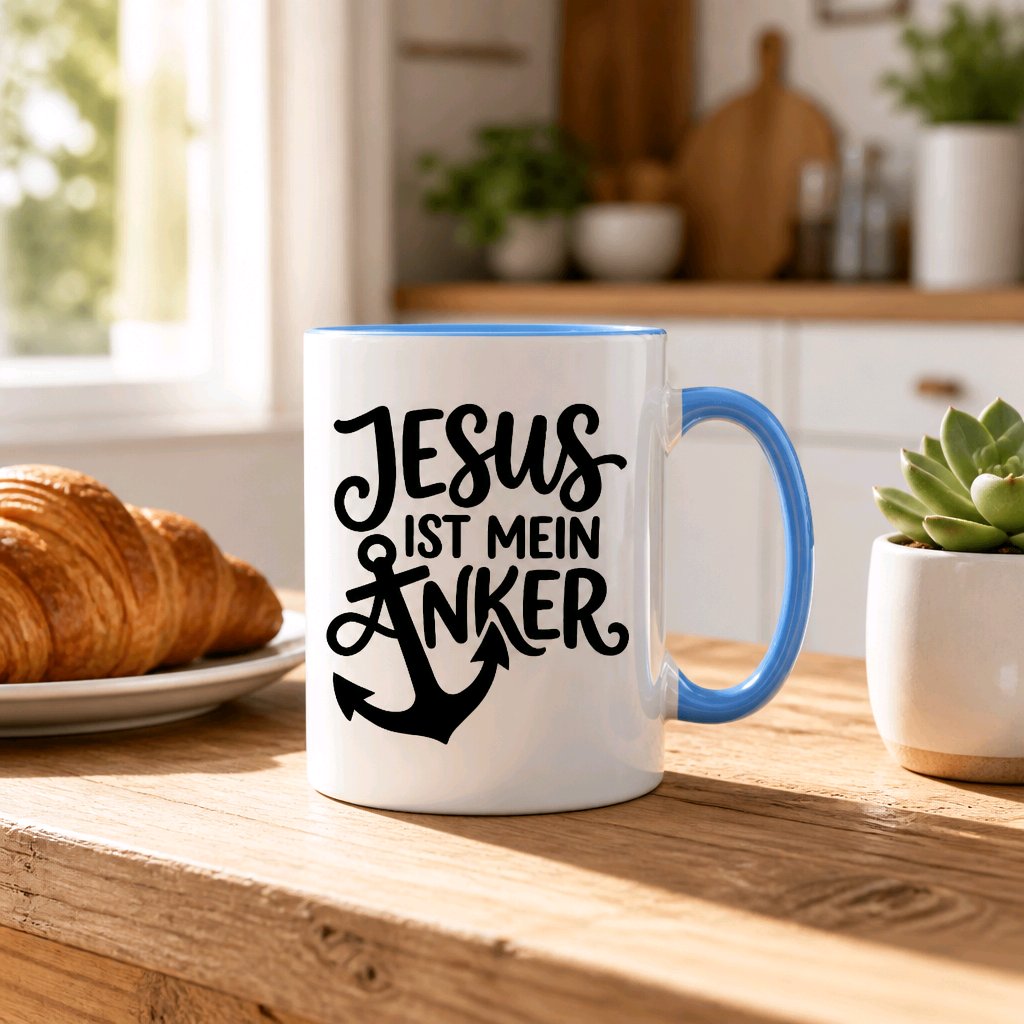 Keramik Tasse Jesus ist mein Anker – Christliche Accessoires | Geschenkidee für Christen Kommunion_0012TG