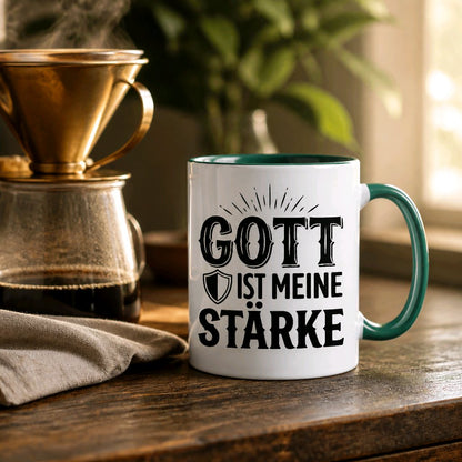 Keramik Tasse Jesus Gott ist meine Stärke – Christliche Accessoires | Geschenkidee für Christen Kommunion_0011TG