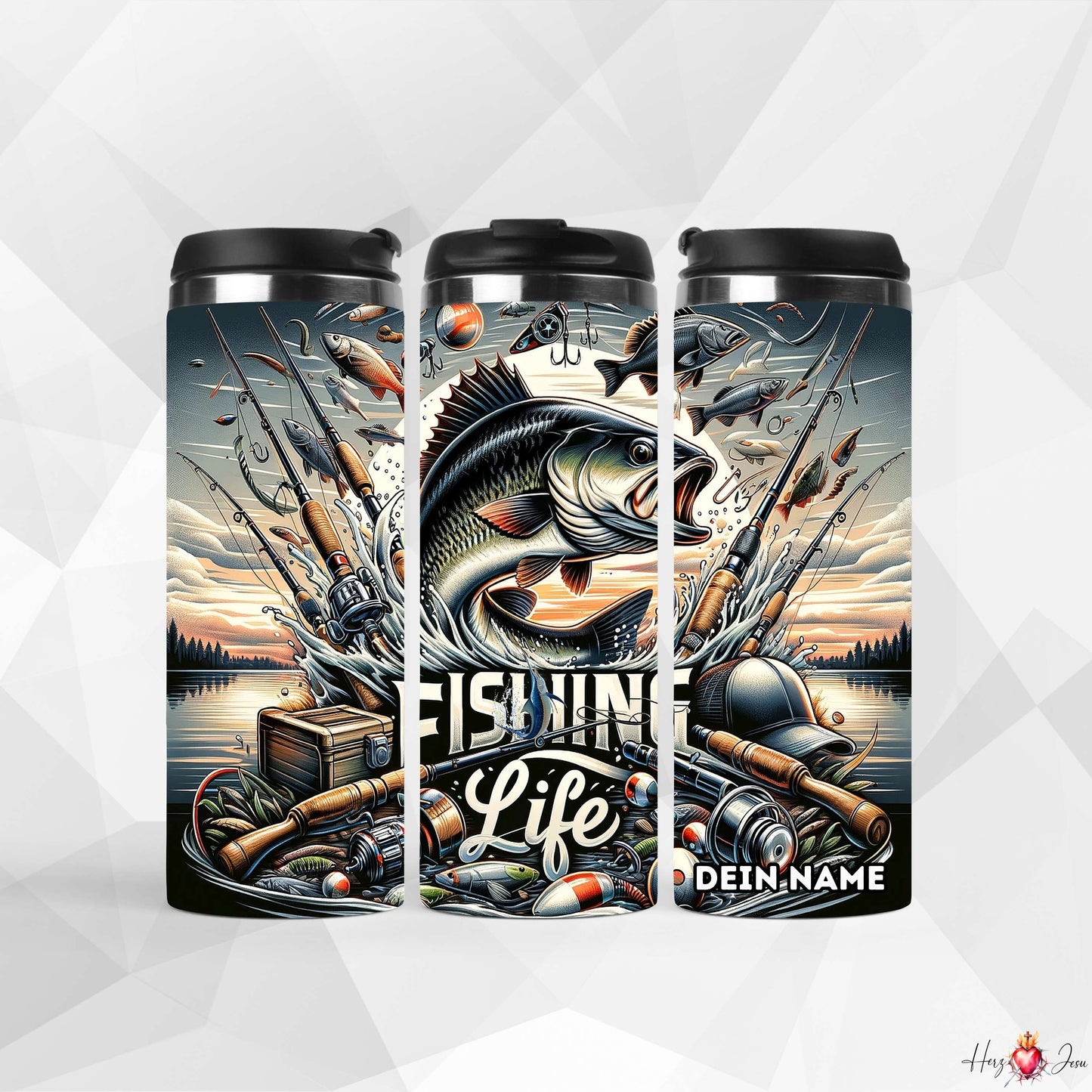 ☕✨ Edelstahl-Thermobecher mit Wunschname – Perfekt personalisiert und ideal als 🎄 Weihnachtsgeschenk oder stilvolle Geschenkidee für Angeln_0023F