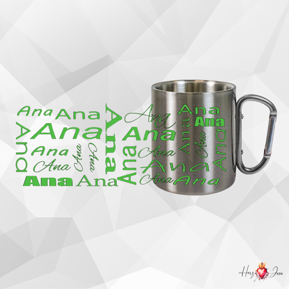 Personalisierte Edelstahl Tasse mit Namen Kaffeetasse Geschenkidee Camping Outdoor_005K