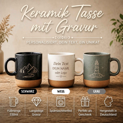 Personalisierte Tasse mit Gravur – Keramiktasse mit Name, Logo oder Wunschtext | Lasergravur Geschenkidee_001LC