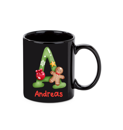 Personalisierte Keramik Weihnachtstasse mit deinem Namen Schwarz_0024T