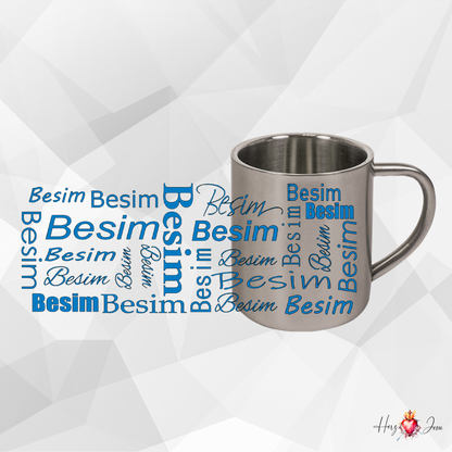 Personalisierte Edelstahl Tasse mit Namen Kaffeetasse Geschenkidee Camping Outdoor_005K