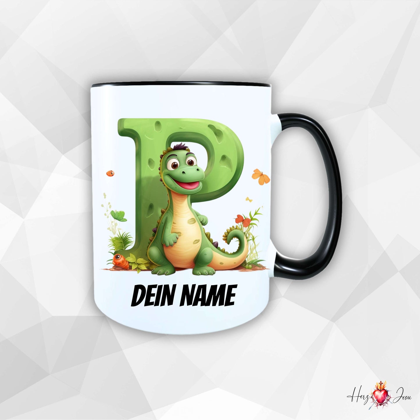 Personalisierte Keramik Tasse mit Namen – Dinosaurier Motiv | Geschenkidee für Kinder & Schulanfänger_0053T