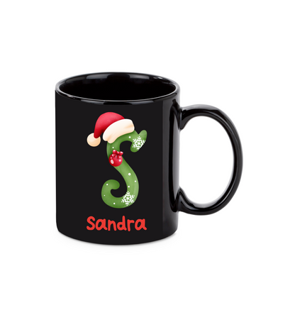 Personalisierte Keramik Weihnachtstasse mit deinem Namen Schwarz_0024T