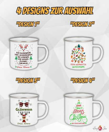 Personalisierte Emaille Tasse mit Namen Kaffeetasse Geschenkidee Geburtstag Weihnachtstasse_007H