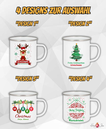 Personalisierte Emaille Tasse mit Namen Kaffeetasse Geschenkidee Geburtstag Weihnachtstasse_001H