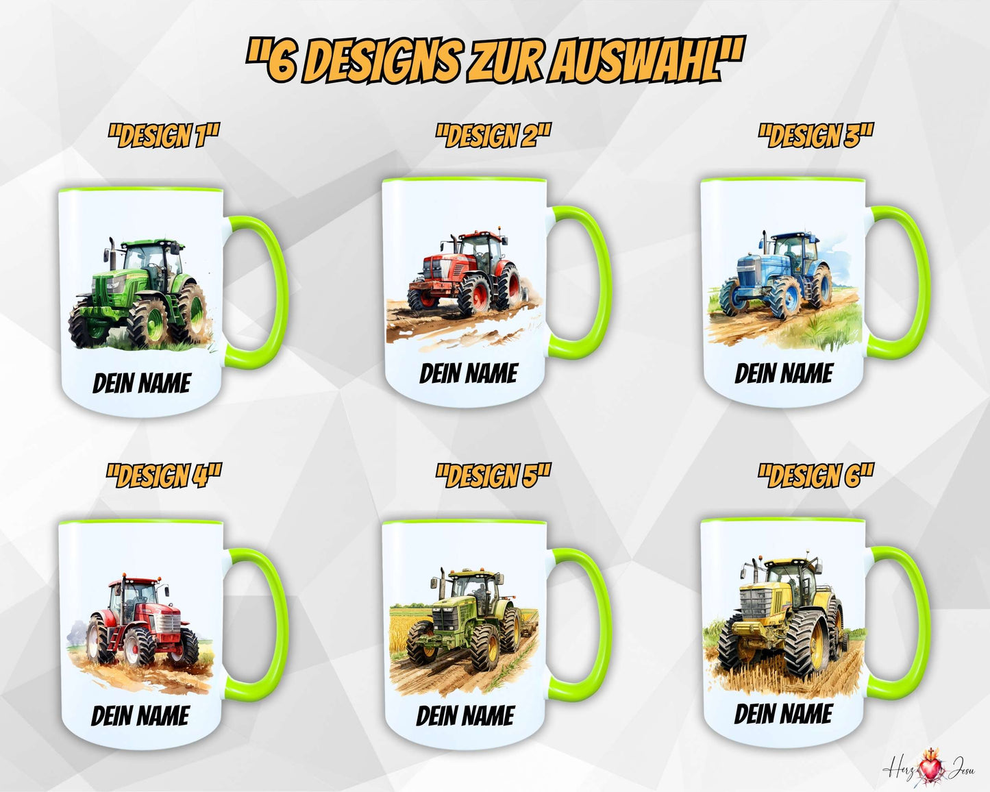 Personalisierte Keramik Tasse mit Namen – Traktor Motiv | Geschenkidee für Kinder & Schulanfänger_0059T