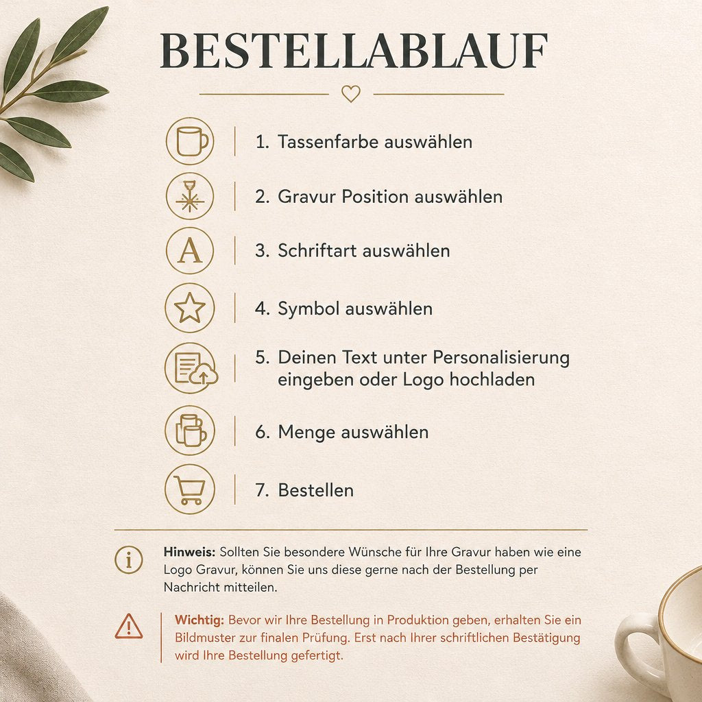 Personalisierte Tasse mit Gravur – Keramiktasse mit Name, Logo oder Wunschtext | Lasergravur Geschenkidee_001LC