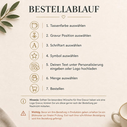 Personalisierte Tasse mit Gravur – Keramiktasse mit Name, Logo oder Wunschtext | Lasergravur Geschenkidee_001LC