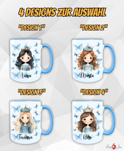 Personalisierte Keramik Tasse mit Namen – Prinzessin Motiv | Geschenkidee für Kinder & Schulanfänger_0092T