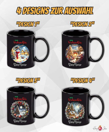 Personalisierte schwarze Keramik Weihnachtstasse mit deinem Namen Weihnachtsgeschenk_0094T