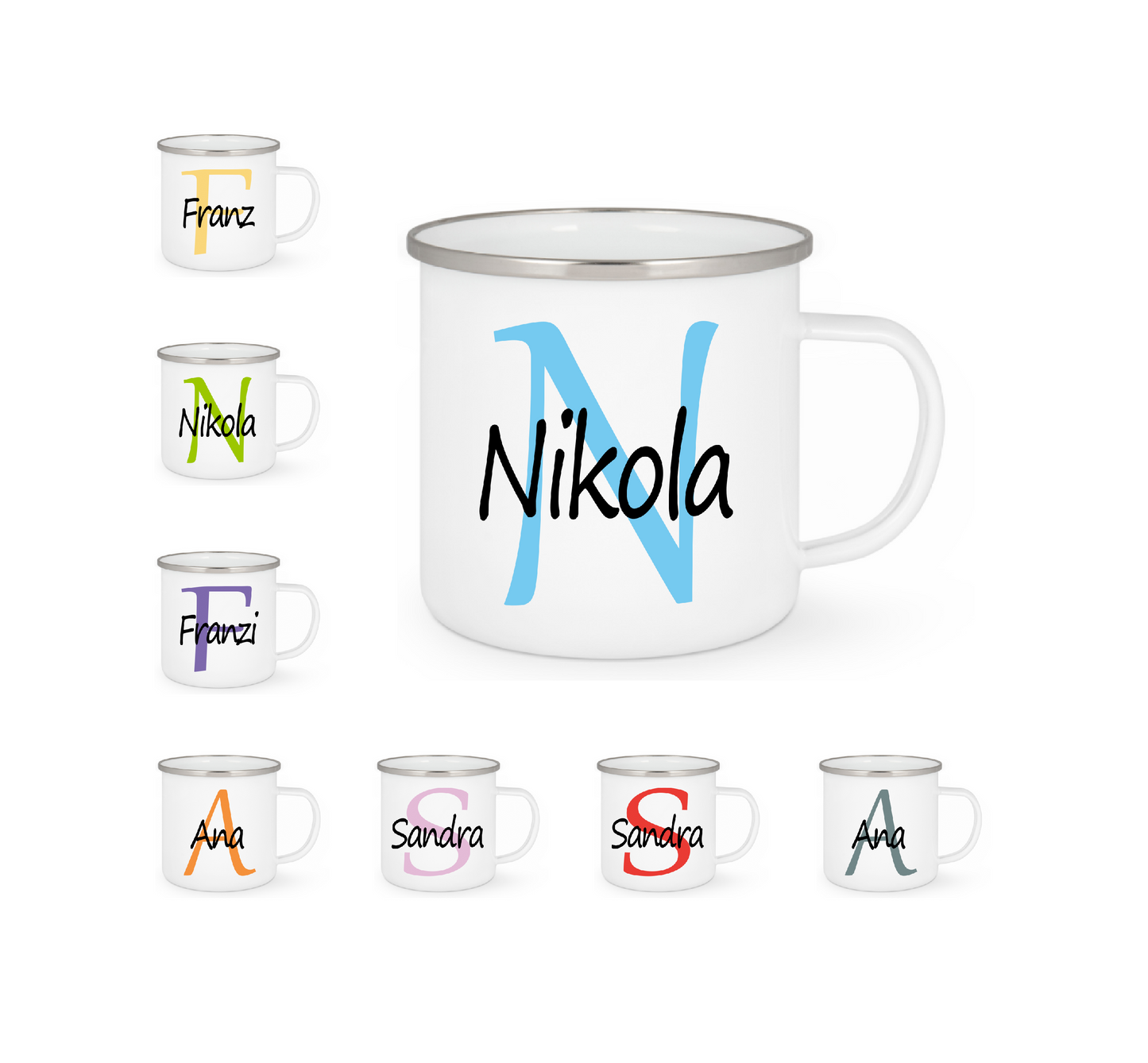 Personalisierte Emaille Tasse mit Namen Edelstahl Tasse_012H