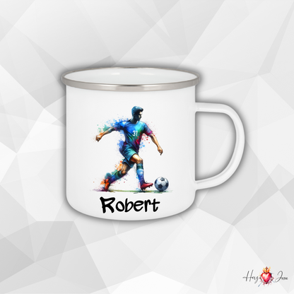 Personalisierte Emaille Tasse | Fußball Kindertasse