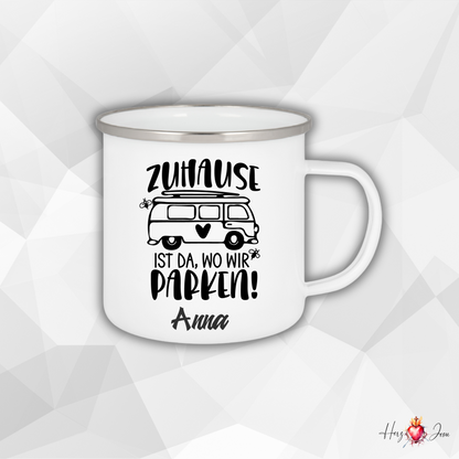 Personalisierte Emaille Tasse | Edelstahl Tasse mit Namen