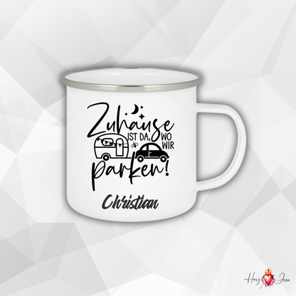 Personalisierte Emaille Tasse | Edelstahl Tasse mit Namen