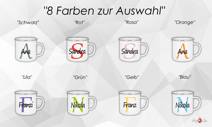 Personalisierte Emaille Tasse mit Namen Edelstahl Tasse_012H