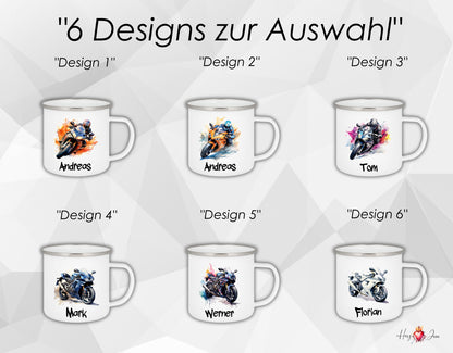 Motorrad Tasse personalisiert | Kindertasse mit Namen
