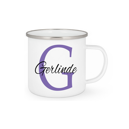 Personalisierte Emaille Tasse mit Namen Edelstahl Tasse_006H