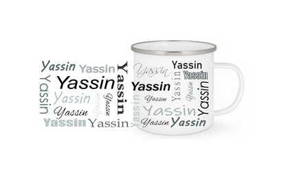 Personalisierte Emaille Tasse mit Namen Edelstahl Tasse_011H