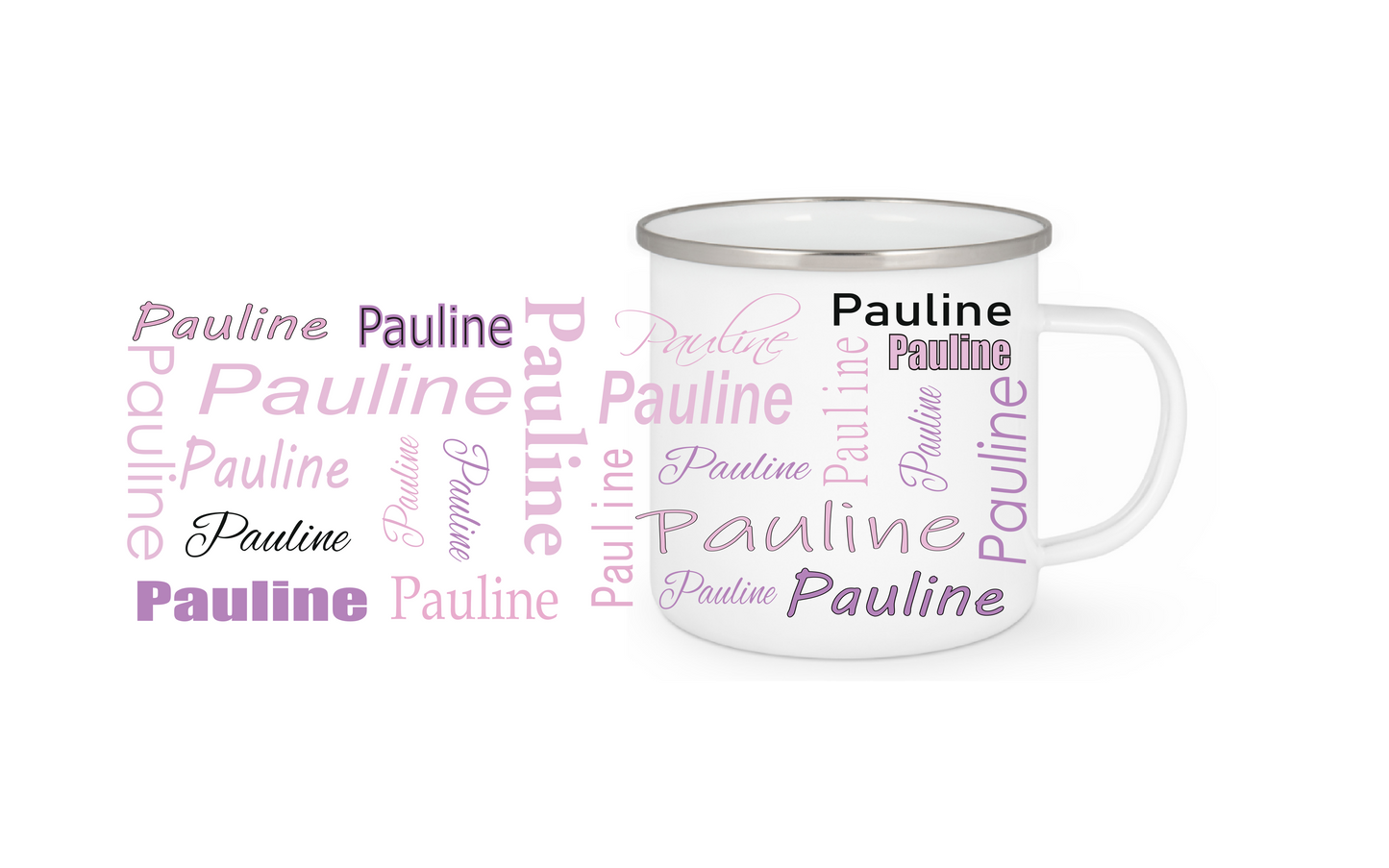 Personalisierte Emaille Tasse mit Namen Edelstahl Tasse_011H