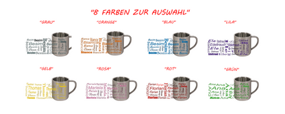 Personalisierte Edelstahl Tasse mit Namen Kaffeetasse Geschenkidee Camping Outdoor_005K