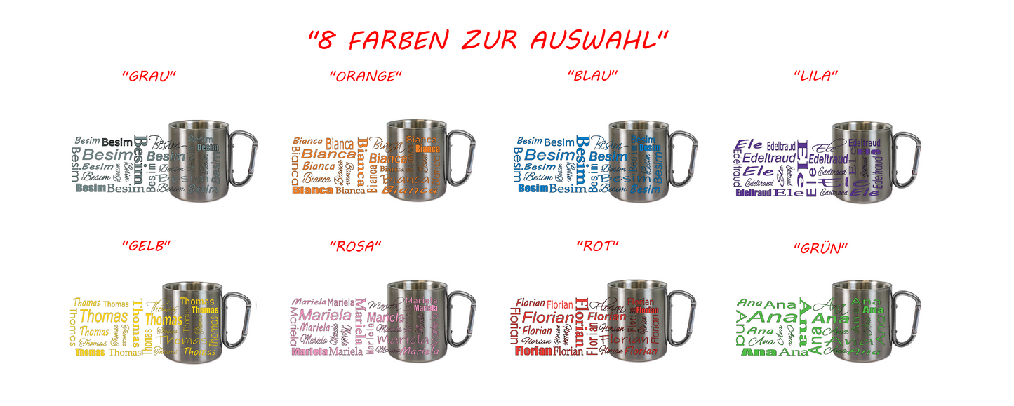 Personalisierte Edelstahl Tasse mit Namen Kaffeetasse Geschenkidee Camping Outdoor_005K