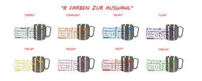 Personalisierte Edelstahl Tasse mit Namen Kaffeetasse Geschenkidee Camping Outdoor_005K