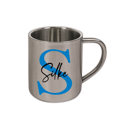 Personalisierte Edelstahl Tasse mit Namen Kaffeetasse Geschenkidee Camping Outdoor_003K