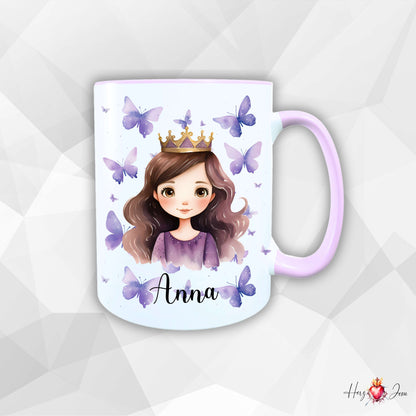 Personalisierte Tasse mit Namen, Prinzessin Motiv, Geschenk Mädchen