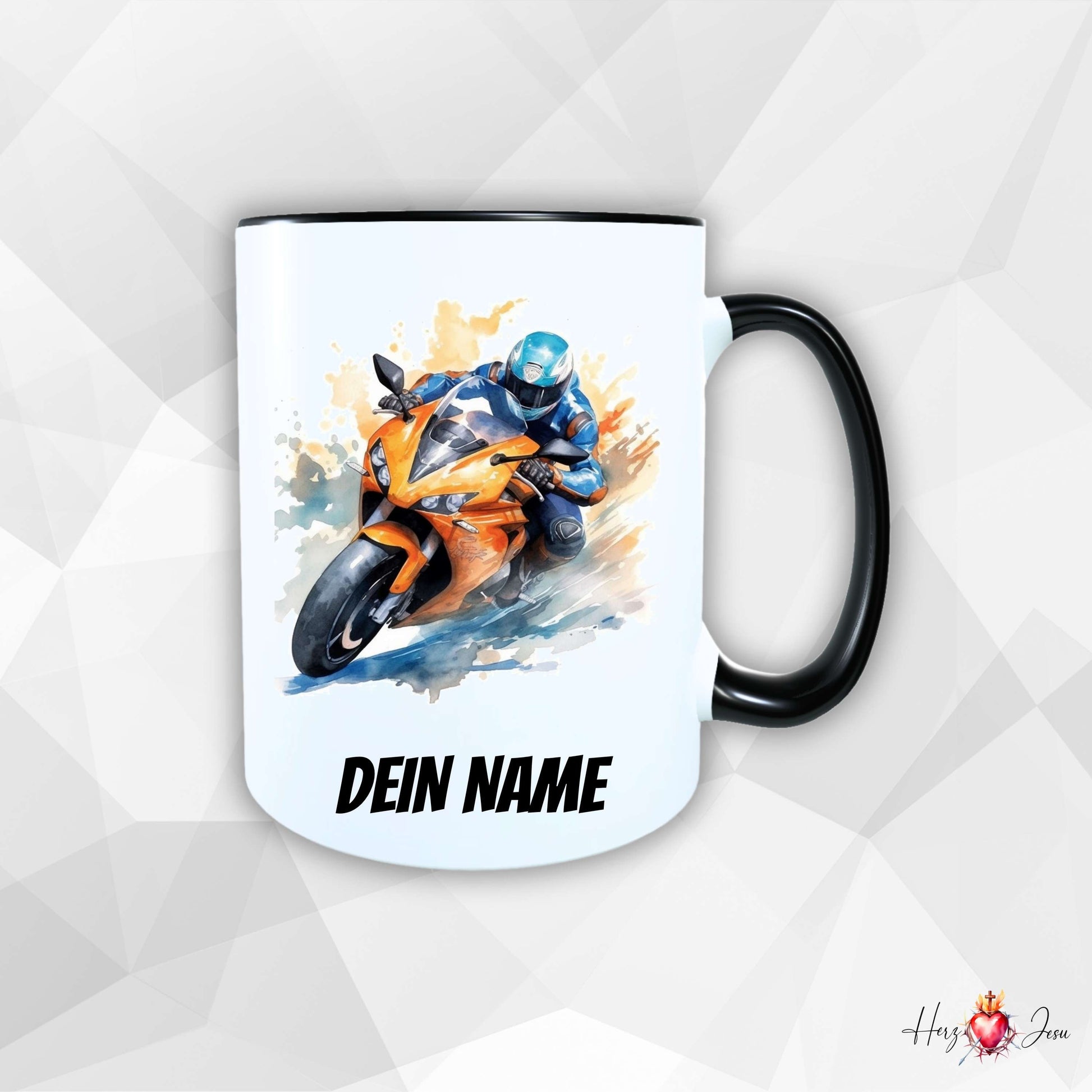 Personalisierte Tasse für Kinder, Motorrad Motiv