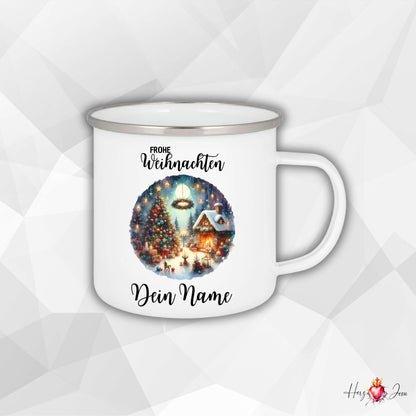 Personalisierte Emaille Tasse mit Namen Kaffeetasse Geschenkidee Geburtstag Weihnachtstasse_009H