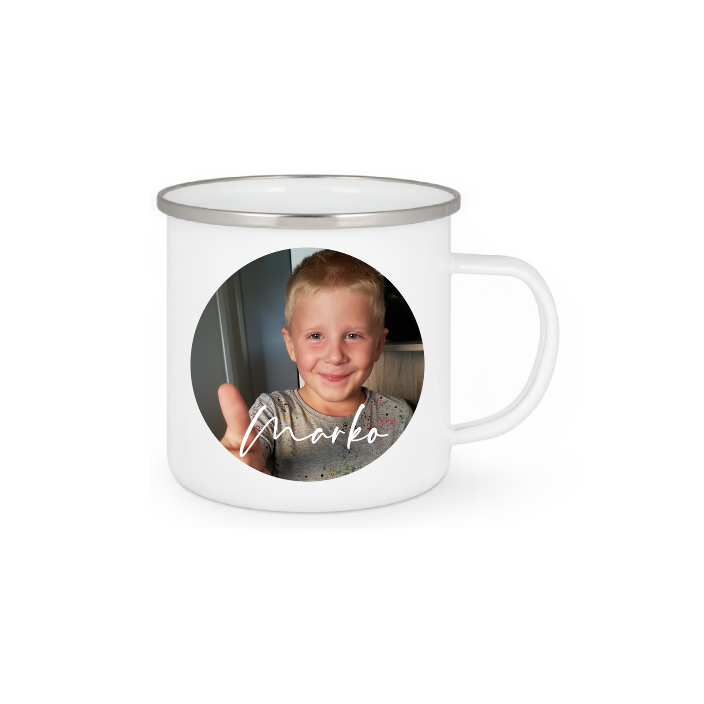 Personalisierte Emaille Tasse mit Namen/Bild Edelstahl Tasse_018H